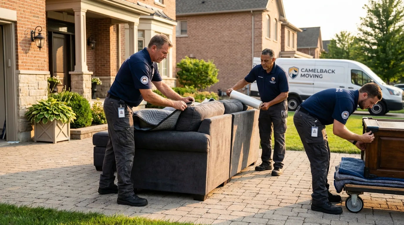 Large estate moving crew wrapping furniture in Muscoda, WI